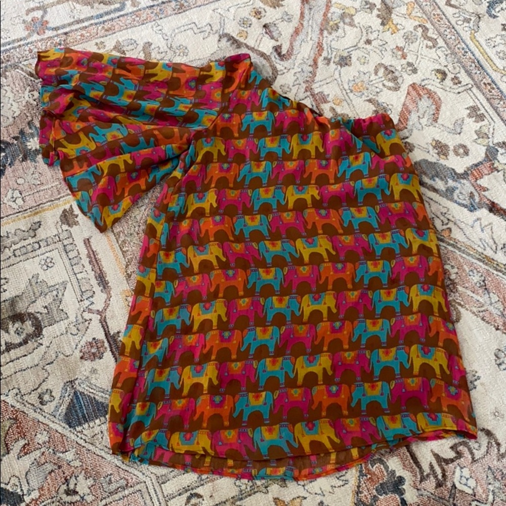 Fun One-Shoulder Dress with Elephants